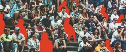 Crowd with people missing as red outlines